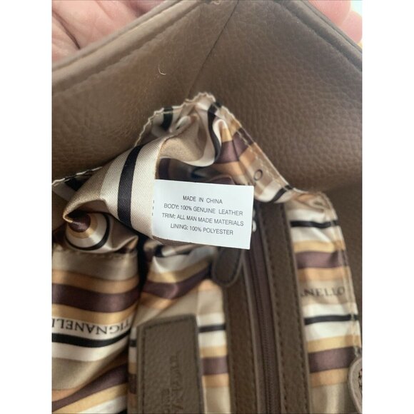 TIGNANELLO Brown Genuine Leather Double Handle Medium Size Bag Purse Lined EUC - Picture 10 of 14